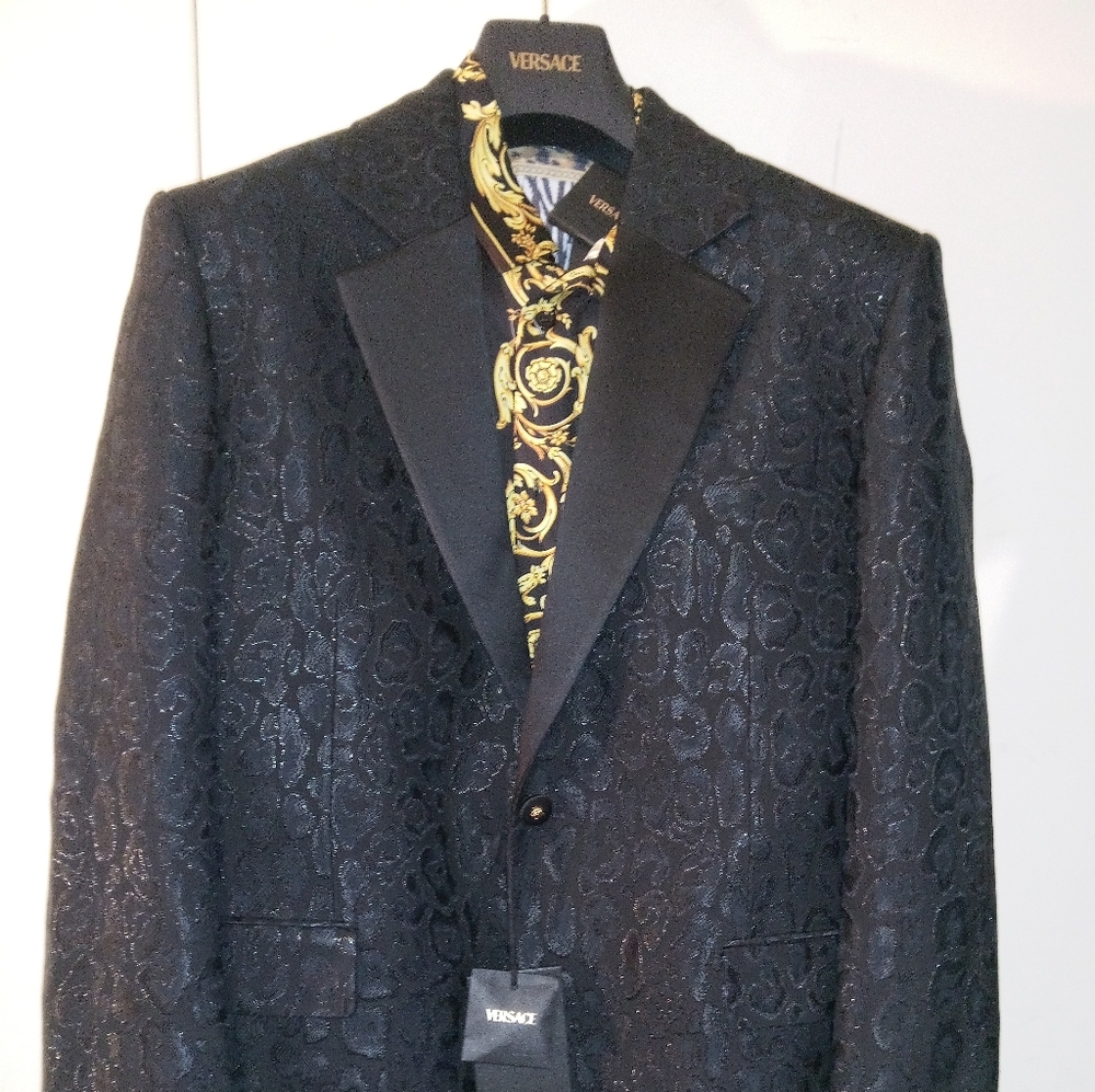 Leopard Jacquard Single-Breasted Blazer